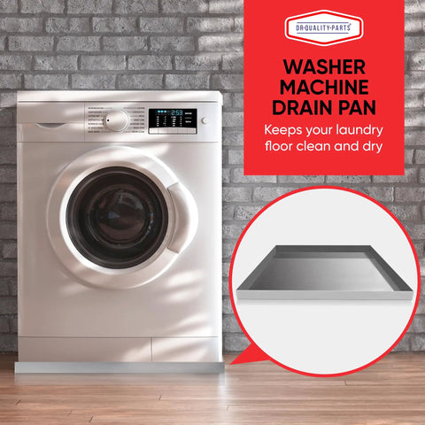 27 By 25 By 1.5 Inch Heavy Duty Stainless Steel Washer Drain Pan 18 Gauge SS304 Leak Proof Floor Protector display