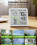Front view of Rechargeable Weather Station With Wireless Indoor Outdoor Thermometer And Atomic Clock With WWVB, 4.3 Inch Backlit Display