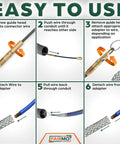 Fairmo 98.5 Ft Fish Tape With Extra Adapters Heavy Duty Pet Fiber Wire Puller Tool Kit instructions for easy cable installation.