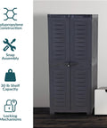 Freestanding 48 Inch Tall Resin Garage Storage Cabinet With Doors In Charcoal For Garage Laundry Office Or Basement
