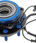Heavy Duty Front Wheel Bearing And Hub Assembly For 2005 2010 Ford F 250 F 350 Super Duty 4WD DRW with blue accents and sensors.