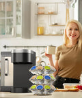 Heavy Duty Metal K Cup Pod Organizer Carousel For Home Kitchen Counter Coffee Station, Holds 27 K Cups, Gold Finish