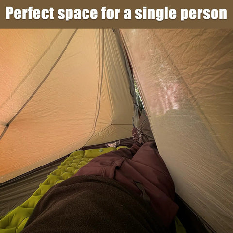 Inside view of Ultralight One Person Tent For Backpackers And Hikers, Weighs About Two Pounds, Quick Setup Ground Bivy Shelter