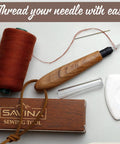 Ergonomic Wooden Needle Threader With Extended Stainless Hook For Medium And Large Needles Handy Threading Tool For Hand Sewing