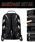 Back view of Go To Extra Large Travel Laptop Backpack For Men And Women showcasing straps, grid backing pad, and collar buttons.
