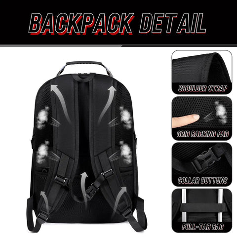 Back view of Go To Extra Large Travel Laptop Backpack For Men And Women showcasing straps, grid backing pad, and collar buttons.