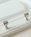 3.25 Inch Acrylic Clear Silver Drawer Pulls For Dresser Cabinets Lucite Knob Hardware With 83mm Center To Center Spacing