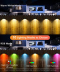 Solar Fence Lights 6 Pack With Warm White And RGB Color Glow Outdoor LED Wall Lights for deck showing warm white and RGB modes