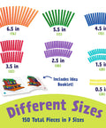 Playstix Construction Toy Set With Building Sticks For STEM Classrooms And Home Play Kid Friendly For Kids Ages 4 And Up 150 Piece Kit Size Chart