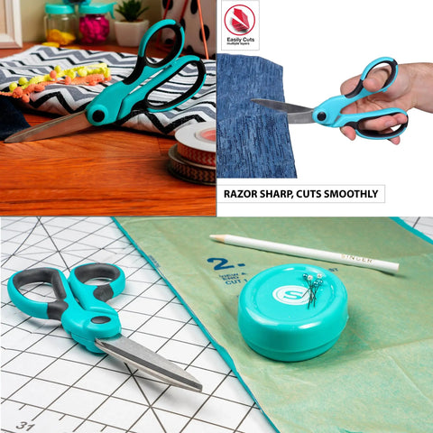 ProSeries 3 Piece Sewing Scissors Bundle For Fabric, Detail Work And Snips, Professional Grade Tempered Stainless Steel Blades, Rust Resistant, Sharp And Long Lasting For Craft Projects on fabric