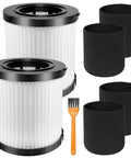 Two Pack HEPA Filter Set For 20V MAX Wet Dry Vac DCV580H DCV581H Includes Four Foam Sleeve Filters And One Brush