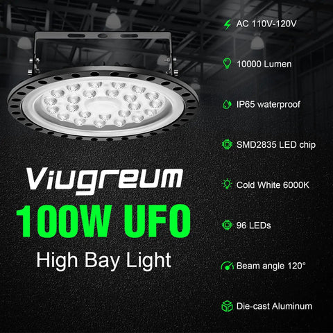 100W UFO High Bay Light with specs; not 500W UFO LED High Bay Light Pro Grade 50000LM Daylight White 6000K To 6500K
