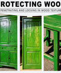 No Sweat Heavy Duty Green Wood Stain And Deck Sealant For Exterior Fences Porch Boards And Patio Decks Zero VOC Matte Finish on furniture.