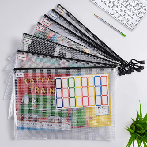12 Pack Waterproof Zipper File Folders With Tear-Resistant PVC Pouches A4 Document Organizer Bags For School Office Home And Travel Includes 24 Blank Note Sheets Keeps Papers Neat And Protected