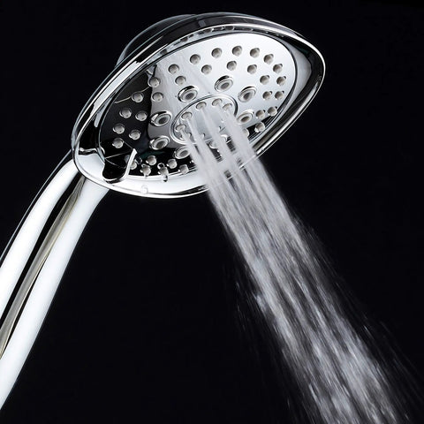 Square 6 Setting High Pressure Hand Shower With Extra Long 72 Inch Stainless Hose Bracket Solid Brass Fittings All Chrome Finish