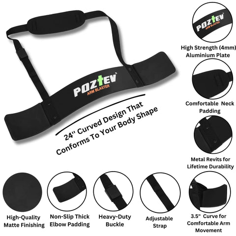 Arm Blaster for Biceps and Triceps Isolation with high-strength aluminum plate and non-slip padding