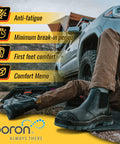 Person wearing Mens 6 Inch Steel Toe Work Boots With Pull On Safety Leather Chelsea Design Static Dissipative Construction Durable Shoes