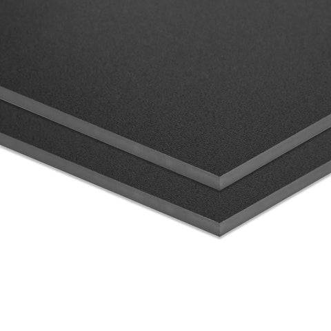 Two stacked Black ABS Plastic Sheet 8 By 12 Inch Thick One Quarter Inch Rigid Moldable Thermoplastic Board For Crafts DIY Projects Home Decor