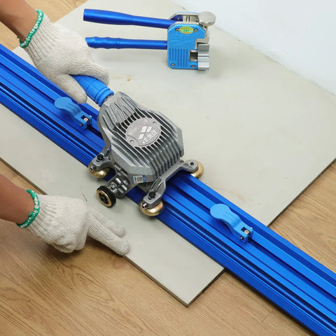 Heavy Duty Manual Ceramic Tile Cutter Machine, Pro Grade Workhorse For Large Porcelain Tiles Up To 87 Inches, 2023 Model cutting action