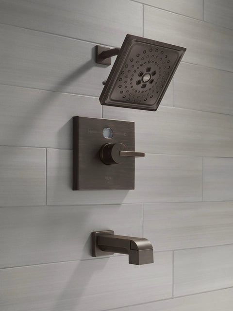 Oil Rubbed Bronze Finish 3-Setting Rain Shower Head With H2Okinetic Spray Delivers 3X Coverage 7.5 Inch Square Rainfall