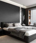 Bedroom with Black Silk Easy Peel And Stick Wallpaper 35.4 Inch By 118 Inch Embossed Textured Self Adhesive Removable Vinyl Wall Covering