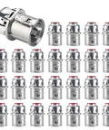 Premium 3/8 Inch MC Cable Connectors 25 Pack showing zinc die cast metal fittings for electrical wire box hookups.