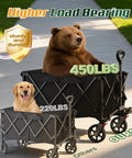 Heavy Duty Foldable Wagon Cart With Wheels 450 Lb Capacity Lightweight Portable Utility Wagon With Two Cup Holders for camping