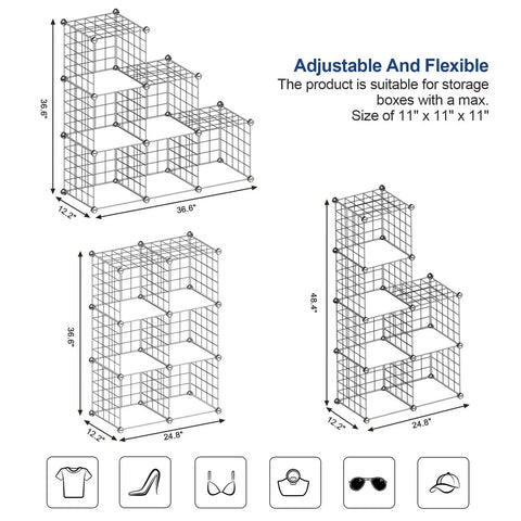 Hella Spacious Metal Wire Cube Storage Rack Six Compartment Stackable Organizer For Closets Bedrooms Or Entryways Modern Industrial DIY Bookcase 36.6 X 12.2 X 36.6 Inches White Makes Tidy Ups A Breeze With Zero Hassle