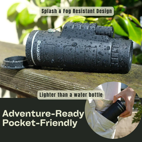 High Power 10x42 Monocular for Adults Waterproof Compact Telescope with splash-resistant design in a pocket