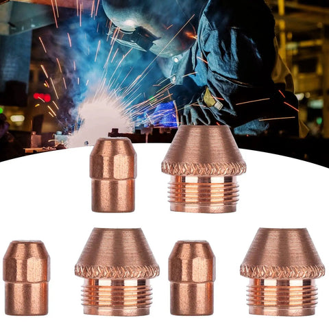 Plasma Cutter Consumables Set For TZ 100 100A Torch Replacement Electrodes And Nozzles Copper Tips Kit with welder background