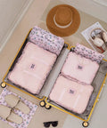 6 Piece Travel Packing Cubes Set Waterproof Pink Twill Luggage Organizers For Business Trips And Vacays Keep Clothes Wrinkle Free Space Saving Storage in suitcase