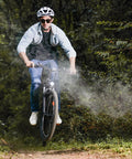 Beast 1000W Peak Electric Bike With 70 Mile Range, 20 MPH Top Speed, 26 Inch Tires, Dual Disc Brakes, Shock Absorber, App Control, Adjustable Seat, Commuter Bike For Adults on a forest trail