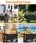 Foldable Utility Wagon Cart With Wheels, Heavy Duty Hauler Capable Of 360 Lbs, 100L Portable Outdoor Wagon in various settings