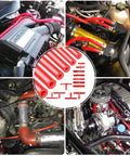 Dope Red Silicone Vacuum Hose Kit With Color Matched Connectors, 6 Size Tubing Set, 128 Pieces, installed in engine bays