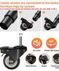 Adjustable Furniture Legs With 2.36 Inch Swivel Casters Heavy Duty Replacement Feet shown with detailed assembly and features