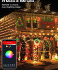 Outdoor Waterproof Icicle Lights With App Control Dope Programmable 299 Color Changing Fairy LEDs displayed on a decorated house