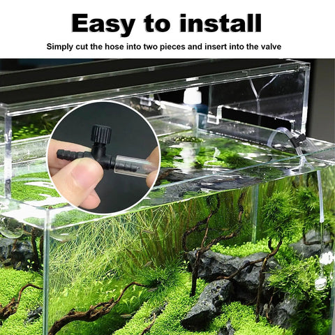 Close-up of 15 Pack Aquarium Air Flow Valves for 3/16 Inch ID Airline Tubing in a fish tank setup