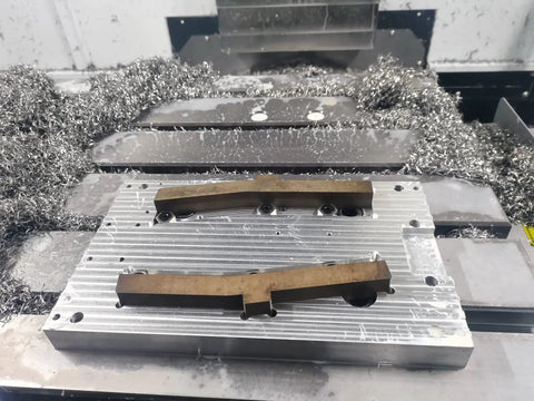 Hexagonal Side Fixed Fixture for CNC Machining Centers, Beefy Small Precision Clamping Block, Multi Station OK Fixture, Pro Grade Hardened 45 Steel, M6 Thread, 16mm Wide by 5.5mm High, Centered Hole, Edge Clearance, 10 Pack on CNC fixture plate