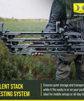 Person holding 4 Pack Lightweight Non Slip Aluminum Climbing Sticks For Tree Stand Hunting Gear And Platform Helium 20 Inch Portable