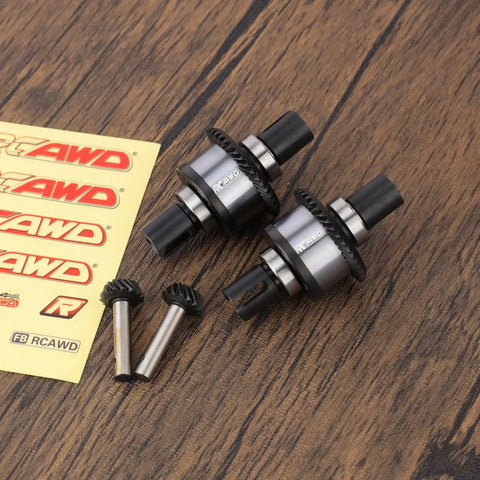 Beefed Up Front And Rear Differential Gear Set For Losi One Tenth Baja Rey Version Two Point Zero 4x4 RC Upgrade Kit on wood table