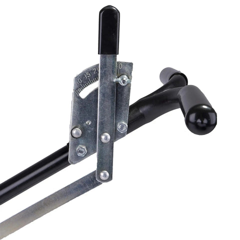 Close-up of handle and steel frame of 2600A-PLUS Fertilizer Spreader With 40Lb Hopper Capacity, Rust-Proof Polypropylene Body, All Terrain