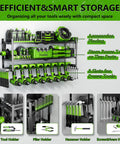 3 Layer Wall Mount Drill Organizer With 8 Slots Dope Tool Storage Rack for Garage, displayed with various tools and accessories