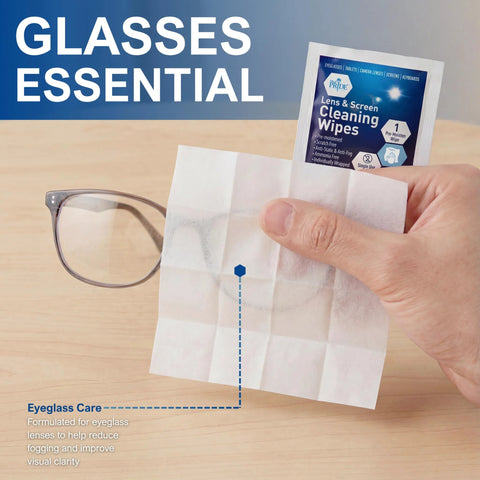 Med Pride lens and screen cleaning wipes for eyeglasses and screens, 200-count, premoistened