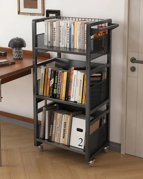 Super Sturdy Double Sided Rolling Book Cart With Triple Tier Open Shelving And Magnetic Book Supports Built Tough For Busy Libraries And Classrooms Across America