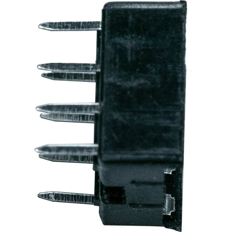 Side view of 16 Pin DIP IC Socket, 2 Row, 2.54mm Pitch, Solder Type DIP Socket Adapter For PCB Boards, showing pins and black casing