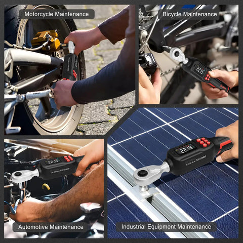 Digital Torque Wrench One Quarter Inch Precision Tool For Bikes And Small Engines Dialed In With Accurate Plus Minus Two Percent Torque From 1.11 To 22.13 Ft-Lb And 1.5 To 30 Nm, Ideal For Bike Builds Motorcycle Parts And DIY Garage Projects. on bicycle and motorcycle maintenance