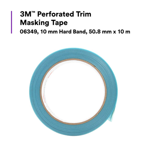 Perforated Trim Masking Tape For Auto Molding Protection Hand Tear Hard Band Edge Lifts Moldings, 50.8 mm x 10 m Roll