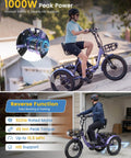 500W Electric Tricycle For Adults With 20 Inch Fat Tire Folding Trike, Three Wheel Stability With Rear Differential, Front Suspension And Hydraulic Disc Brakes, Easy Ride For Beginners And Seniors in use