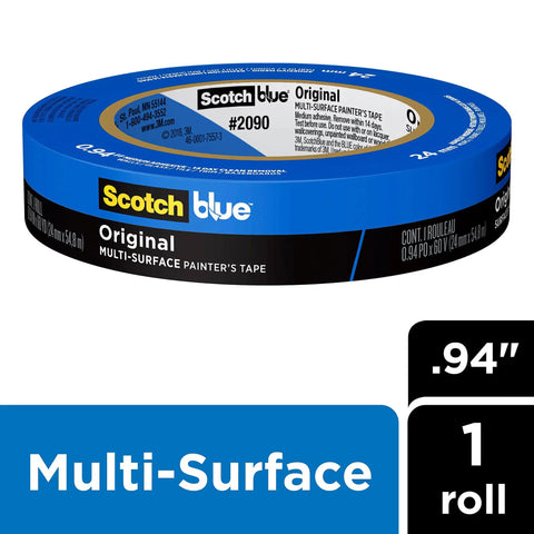 Blue Multi Surface Painter's Tape 0.94 Inch Wide 60 Yards Per Roll 24 Rolls Easy Remove Damage Free Masking For DIY Indoor And Outdoor Projects Keeps Sharp Lines And Surfaces Protected Up To 14 Days