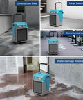 Heavy Duty Commercial Dehumidifier With Built In Pump, used in construction sites and large basements for moisture removal.